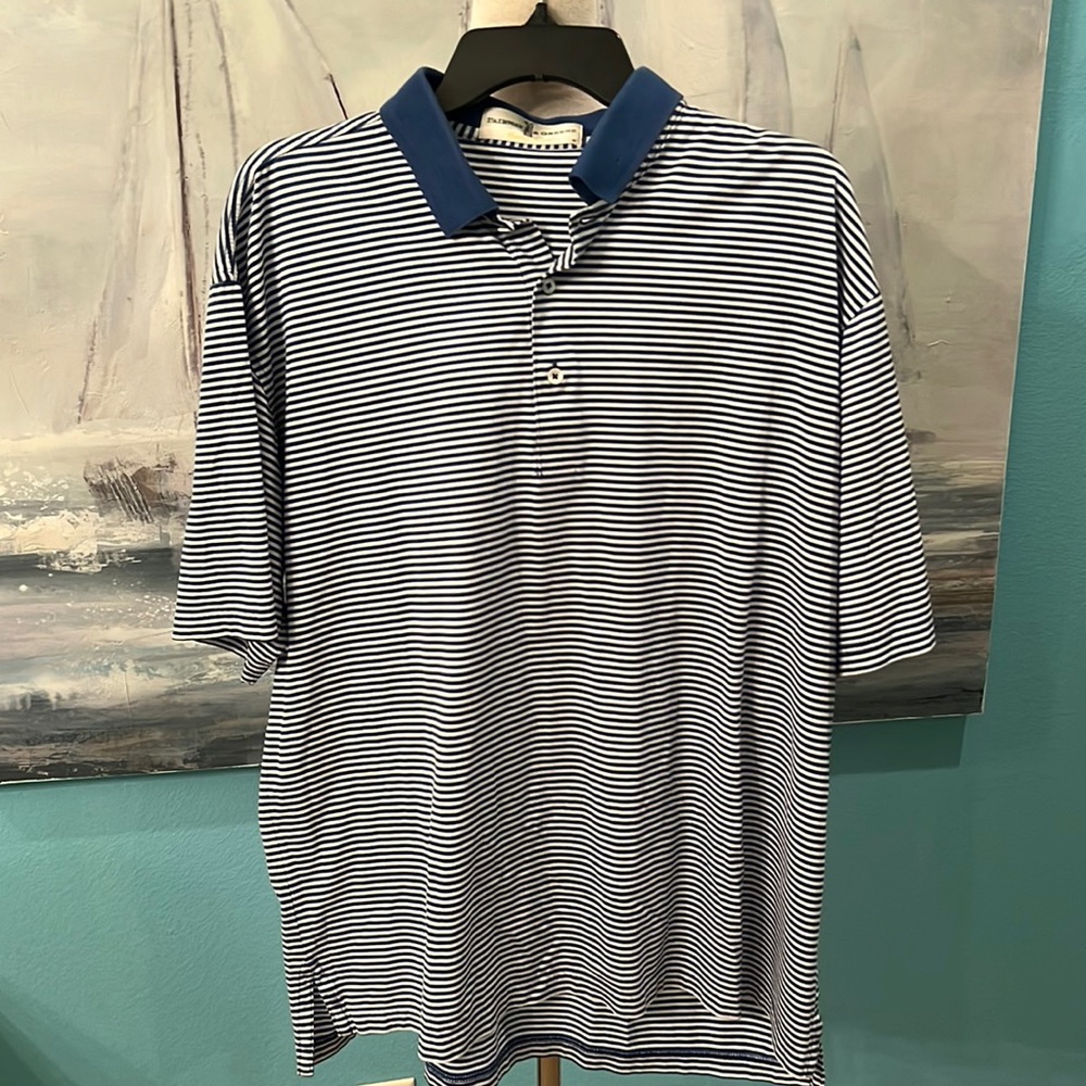Fairway & Greene Blue Stripes Golf Polo Shirt, Large